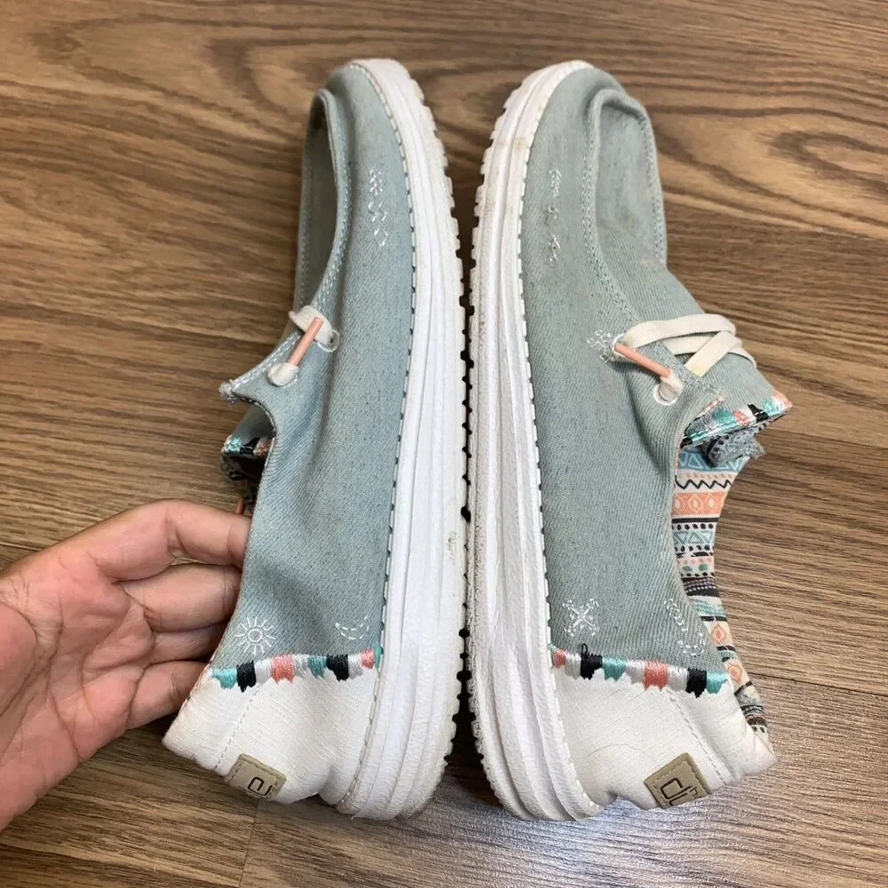Hey Dude Wendy Boho Light Denim US Women's Size 10 Sneakers‎